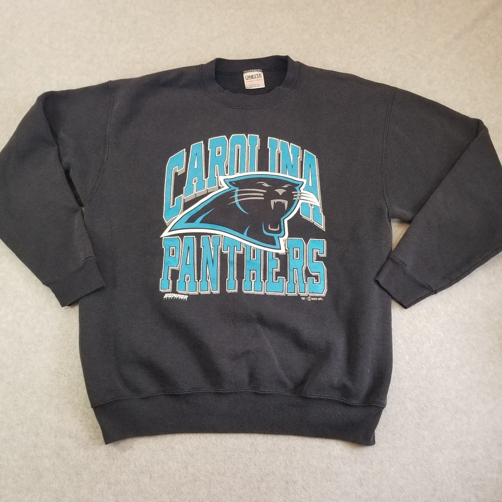 Vintage Carolina Panthers Sweater Mens XL Black Oneita Hummer NFL USA 90s
